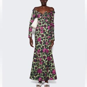 NEW Agua by Agua Bendita Nube Fortuna Cotton Floral Maxi Dress Gown Large